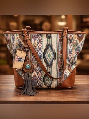 Justin Boots Southwestern Tote in Brown and Multi-Color